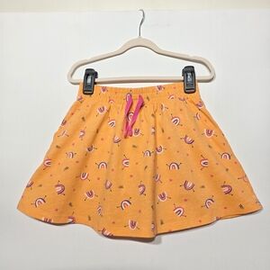 Orange Skort with Rainbow Print